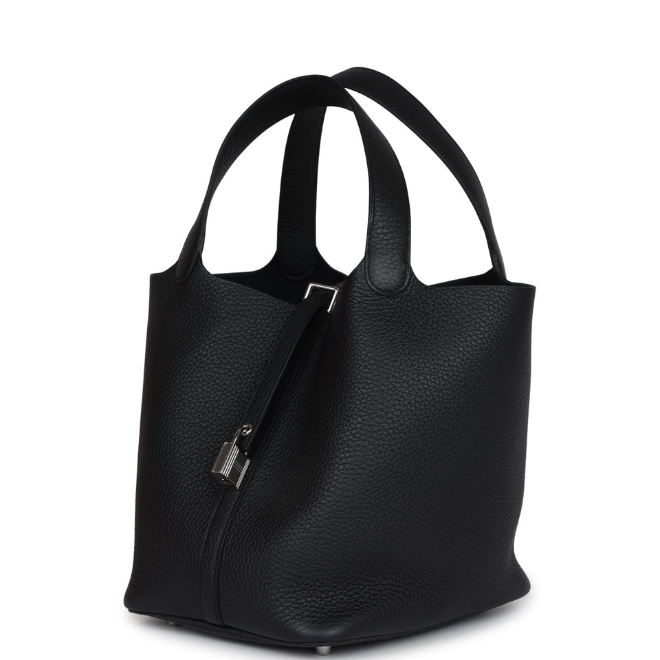 Hermes Picotin Lock 22 Black Clemence Palladium Hardware