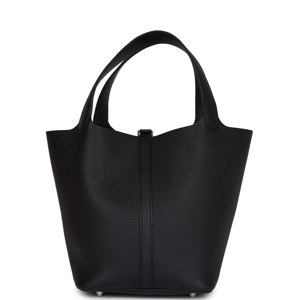 Hermes Picotin Lock 22 Black Clemence Palladium Hardware