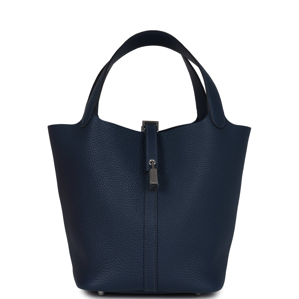 Hermes Picotin Lock 22 Bleu De Prusse Clemence Palladium Hardware