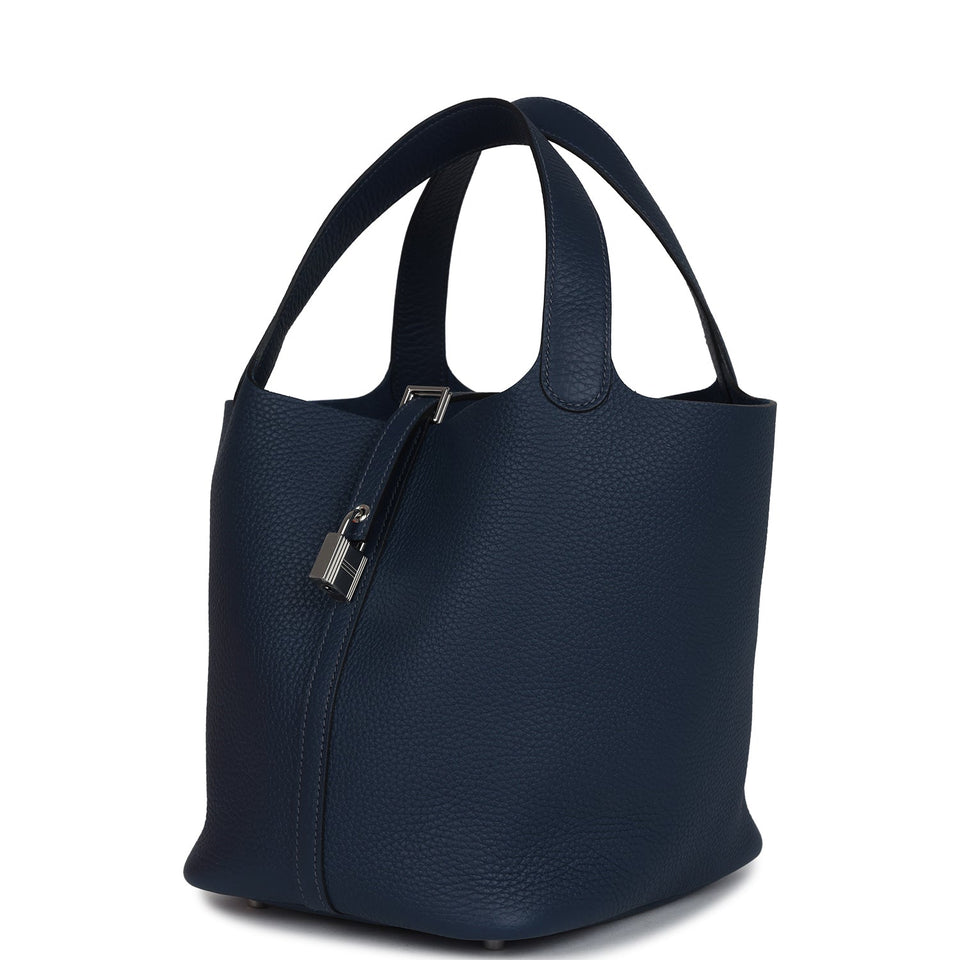 Hermes Picotin Lock 22 Bleu De Prusse Clemence Palladium Hardware