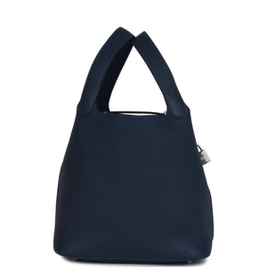 Hermes Picotin Lock 22 Bleu De Prusse Clemence Palladium Hardware
