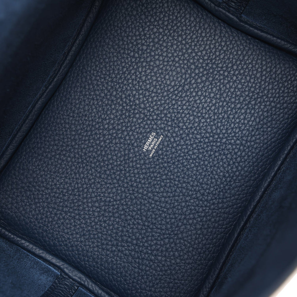 Hermes Picotin Lock 22 Bleu De Prusse Clemence Palladium Hardware