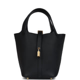 Hermes Picotin Lock 18 Black Clemence Gold Hardware