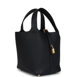 Hermes Picotin Lock 18 Black Clemence Gold Hardware