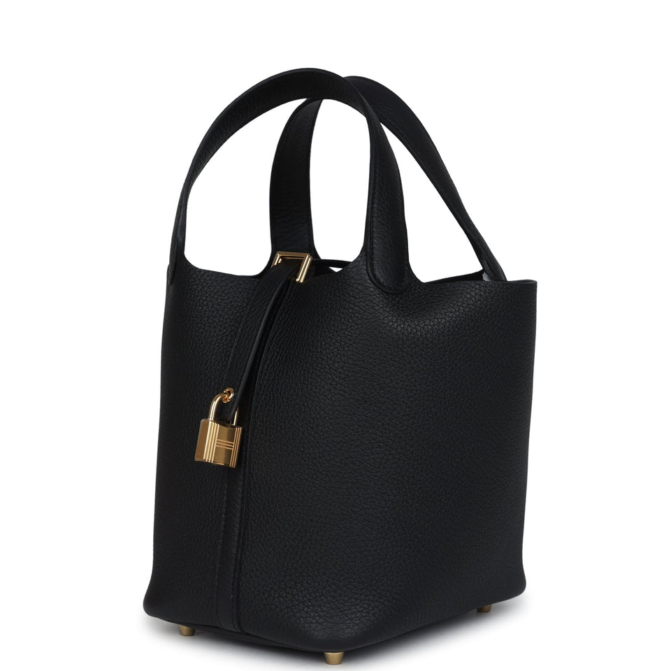 Hermes Picotin Lock 18 Black Clemence Gold Hardware