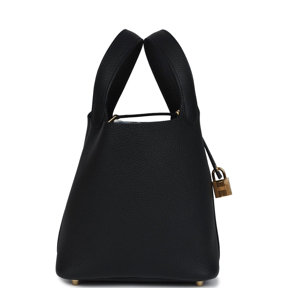 Hermes Picotin Lock 18 Black Clemence Gold Hardware