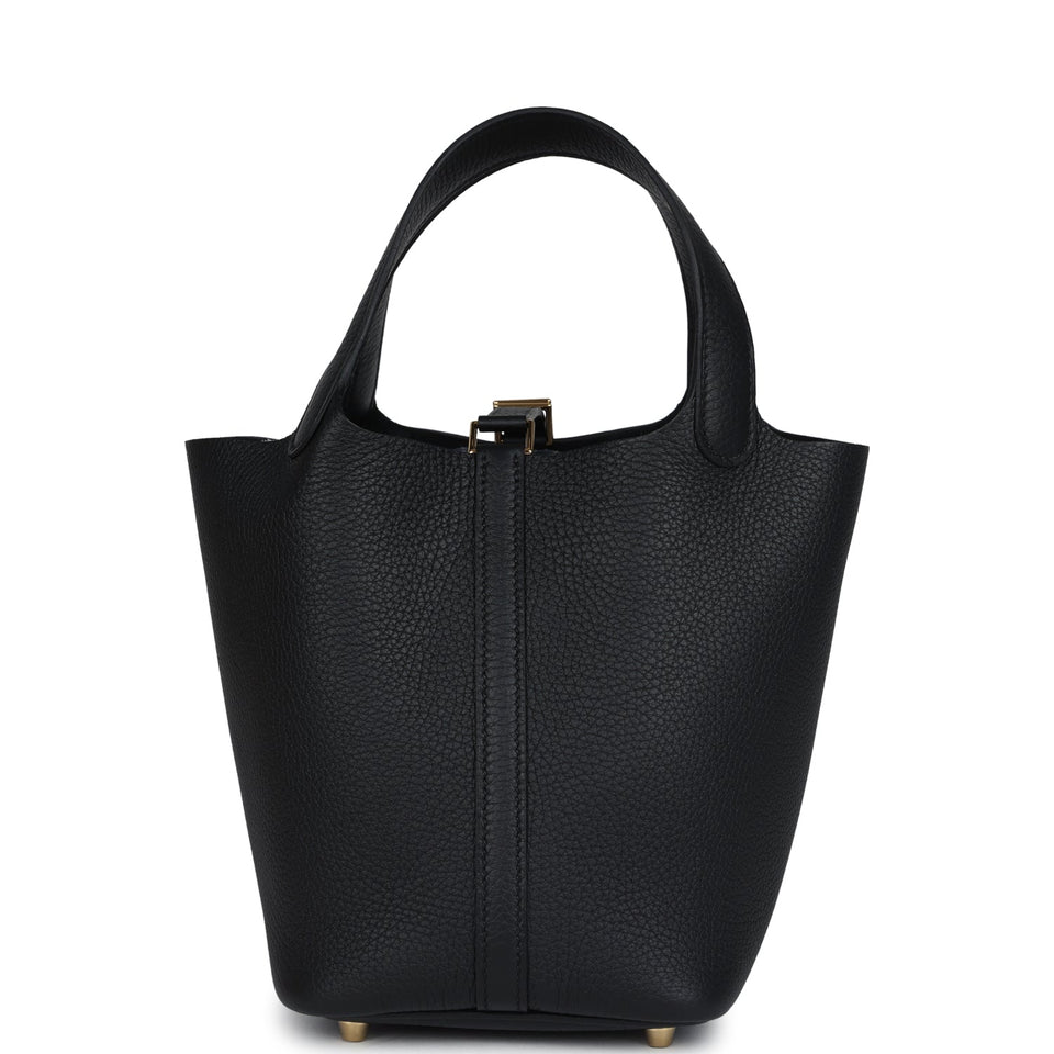Hermes Picotin Lock 18 Black Clemence Gold Hardware