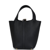Hermes Picotin Lock 18 Black Clemence Gold Hardware