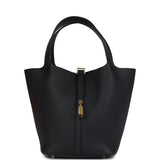 Hermes Picotin Lock 22 Black Clemence Gold Hardware
