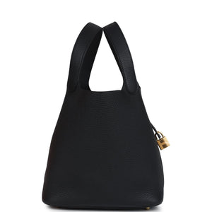 Hermes Picotin Lock 22 Black Clemence Gold Hardware