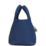 Hermes Picotin Lock 22 Bleu Tie Clemence Palladium Hardware