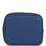 Hermes Picotin Lock 22 Bleu Tie Clemence Palladium Hardware