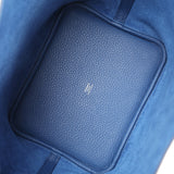 Hermes Picotin Lock 22 Bleu Tie Clemence Palladium Hardware
