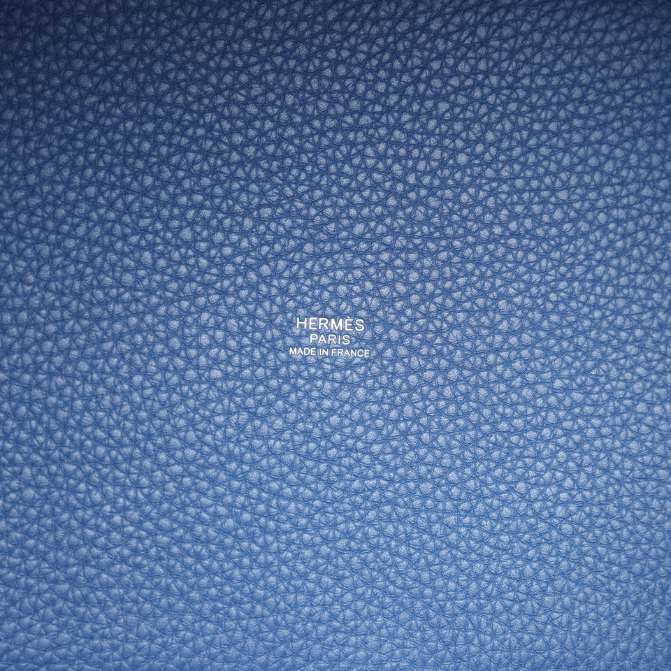 Hermes Picotin Lock 22 Bleu Tie Clemence Palladium Hardware