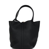 Hermes Picotin Lock 22 Black Clemence Gold Hardware