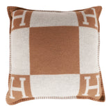 Hermes "Avalon" Ecru and Camel Signature H Cushion