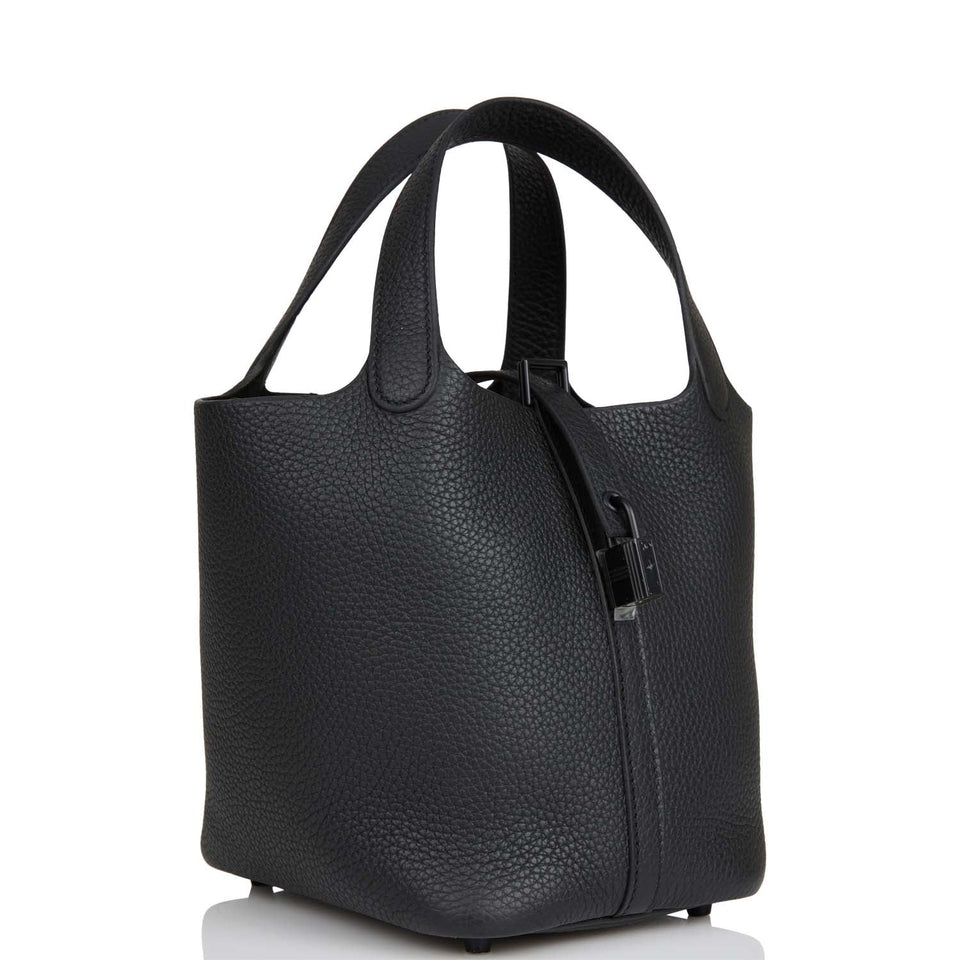 Hermes Monochrome Picotin 18 Black Clemence Black Hardware