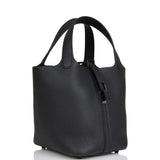 Hermes Monochrome Picotin 18 Black Clemence Black Hardware