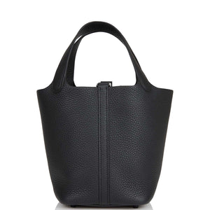 Hermes Monochrome Picotin 18 Black Clemence Black Hardware