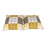 Hermes "Avalon III" Gris and Soleil Signature H Cushion PM Set of Two