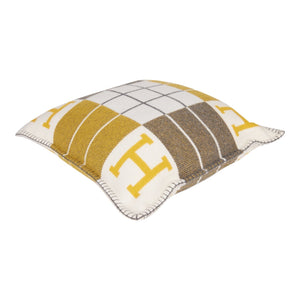 Hermes "Avalon III" Gris and Soleil Signature H Cushion PM Set of Two