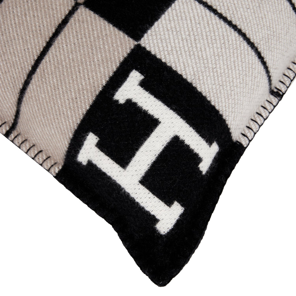 Hermes "Avalon III" Gris and Black Signature H Cushion PM Set of Two
