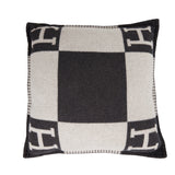 Hermes "Avalon" Ecru and Gris Fonce Signature H Cushion PM Set of Two