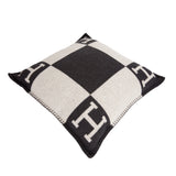 Hermes "Avalon" Ecru and Gris Fonce Signature H Cushion PM Set of Two