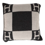 Hermes "Avalon" Ecru and Gris Fonce Signature H Cushion PM Single