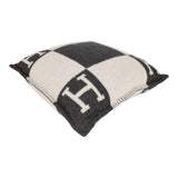 Hermes "Avalon" Ecru and Gris Fonce Signature H Cushion PM Single