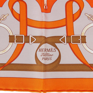 Hermes "Gavroche" Orange Silk Pocket Square Scarf 45cm