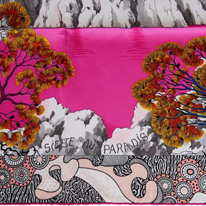Hermes "Sieste au Paradis" Fuchsia Silk Scarf 90cm