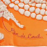 Hermes "Reve de Corail" Orange Silk Scarf 90cm