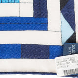 Hermes "Patchwork Horse" Bleu Royal Cashmere and Silk Shawl 140cm