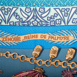 Hermes "Zenobie, Reine de Palmyre" Turquoise Cashmere and Silk Shawl 140cm