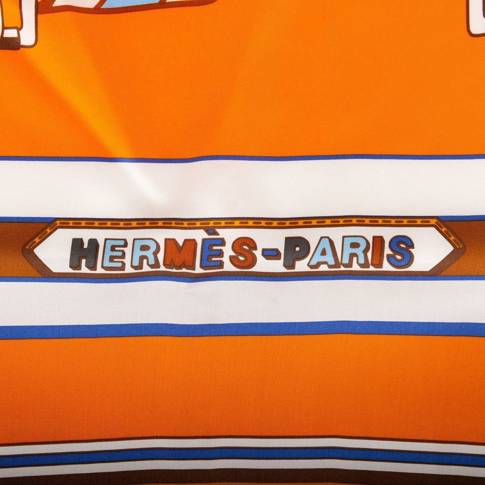 Hermes "Les Sangles Finesse" Curry Giant Silk Shawl Scarf 140cm