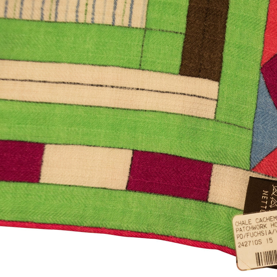 Hermes "Patchwork Horse" Fuchsia Cashmere and Silk Shawl 140cm