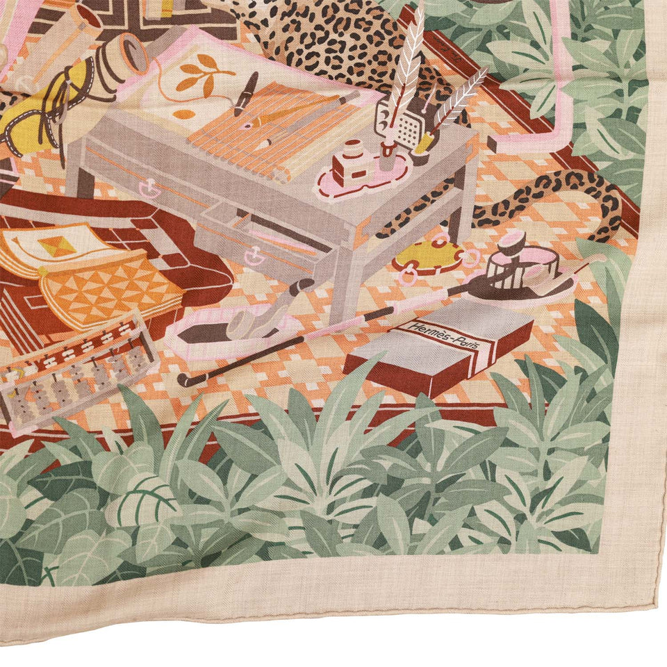 Hermes "Les 12 Leopards" Cashmere and Silk Shawl Scarf 140cm