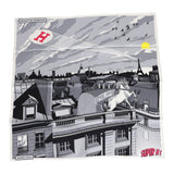 Hermes "Minuit au Faubourg" White Silk Twill Scarf 70cm