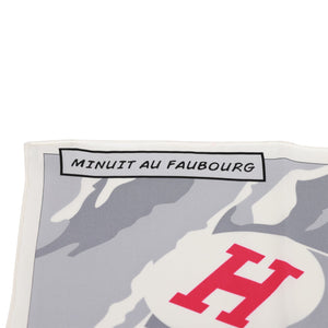 Hermes "Minuit au Faubourg" White Silk Twill Scarf 70cm