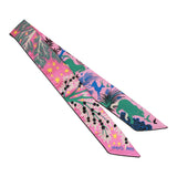 Hermes "Sous Le Charme D'Orphee" Pink Silk Twilly Pair