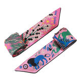 Hermes "Sous Le Charme D'Orphee" Pink Silk Twilly Pair