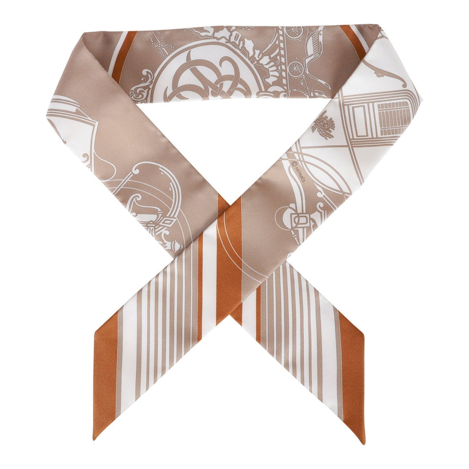 Hermes "Ex-Libris Les Parisiennes" Beige Silk Twilly
