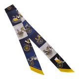 Hermes "Voitures Exquises" Bleu Marine Silk Twilly Pair