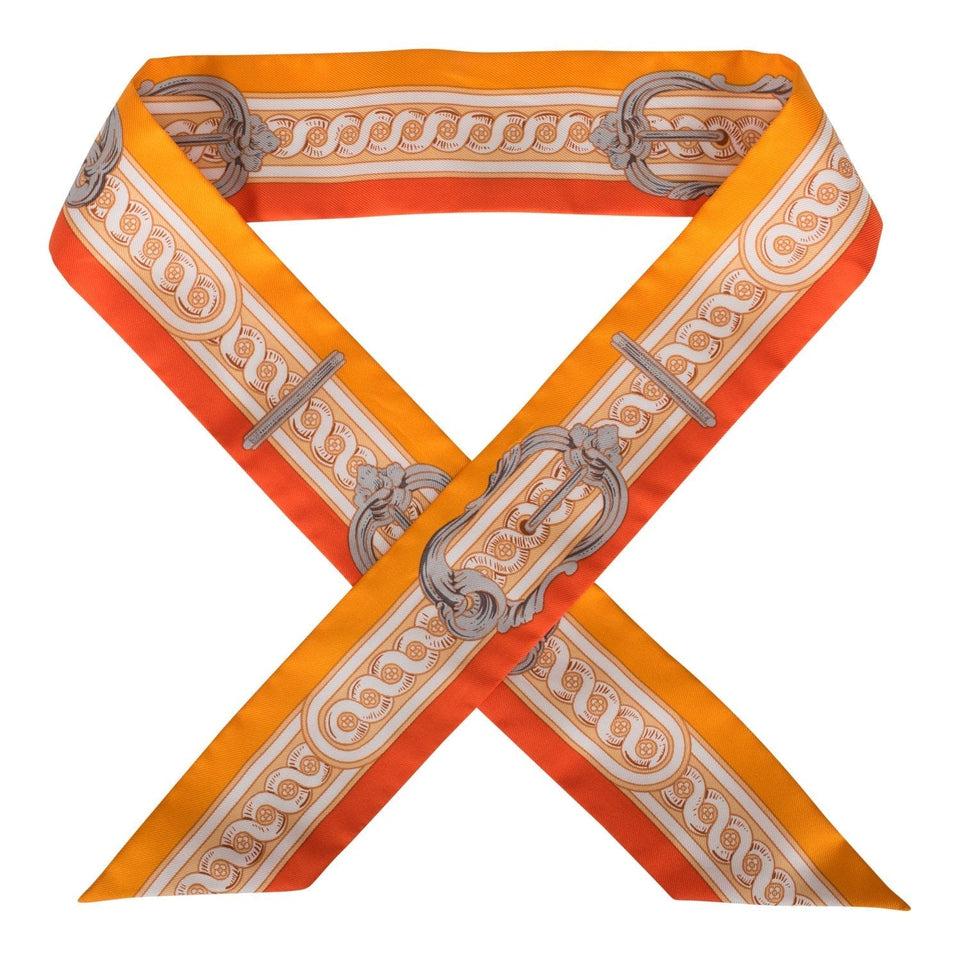 Hermes "Bride de Cour" Vermillion Silk Twilly