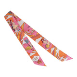 Hermes "Carres Volants" Orange Silk Twilly Pair