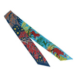 Hermes "Sous Le Charme D'Orphee" Marine Silk Twilly