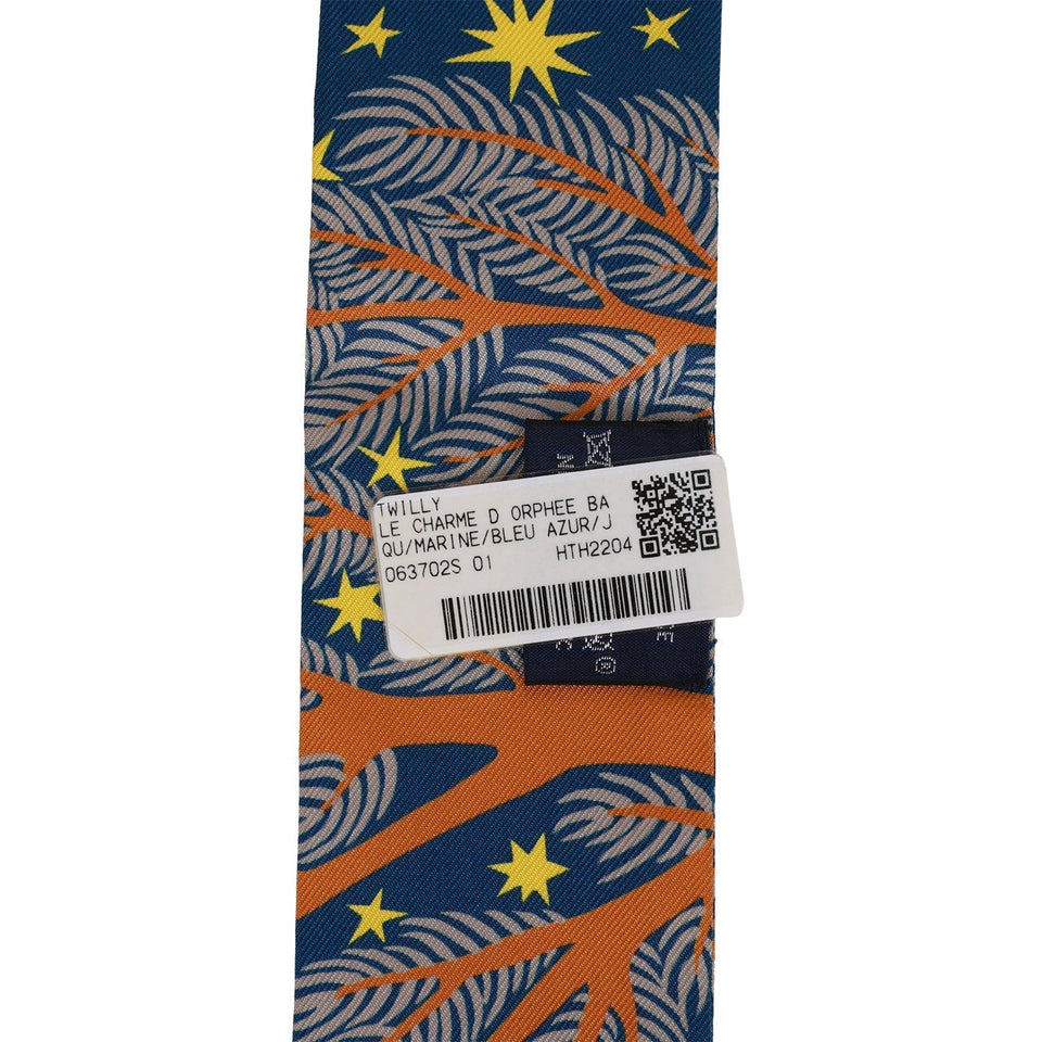Hermes "Sous Le Charme D'Orphee" Marine Silk Twilly