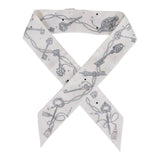 Hermes "Les Cles A Pois" White Silk Twilly