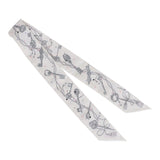 Hermes "Les Cles A Pois" White Silk Twilly